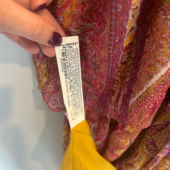 ZARA Paisley Print Boho Tiered Tank Strappy Dress Size Medium - Picture 5 of 9